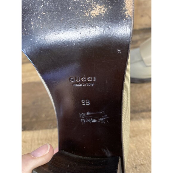 Vintage Gucci Canvis Loafers Size 9 Women’s Taupe Heeled Square Toe with Buckle - Picture 14 of 16